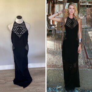 Revolve Jens Pirate Booty Black Crochet Maxi Dress